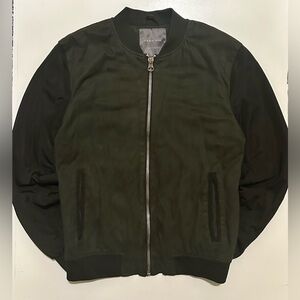 Zara Dark Green and Black Bomber Jacket